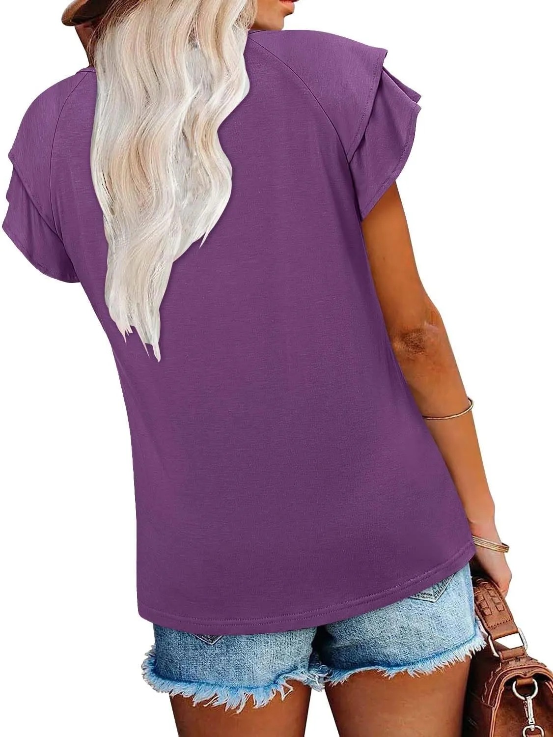 Angerella Short Sleeve Lace V Neck Shirts for Women Floral Print Tunic Tops Blouses