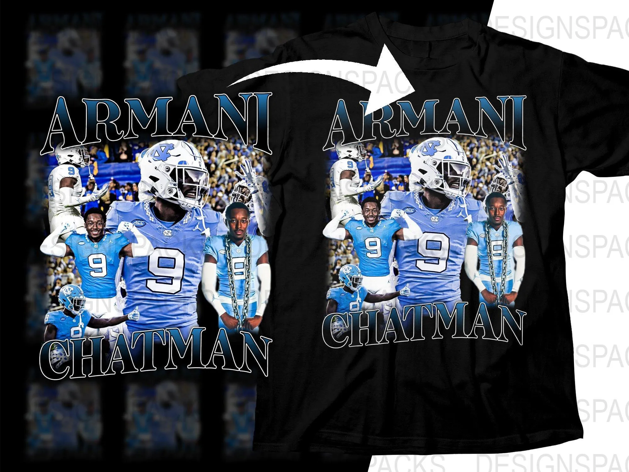 Armani Chatman North Carolina Football Star Bootleg Graphic Png Digital Download
