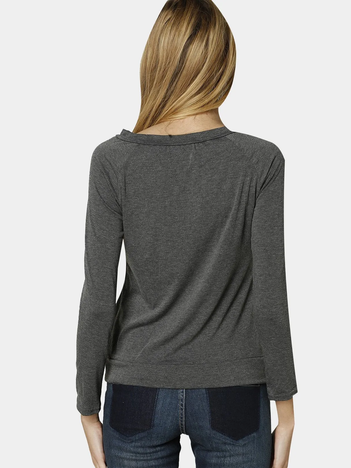 Asymmetrical Long Sleeve Grey T-Shirts