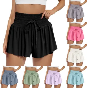 Athletic Shorts for Women 2 in 1 Running Shorts with Pockets High Waisted Flowy Butterfly Short Pants Tennis Skort