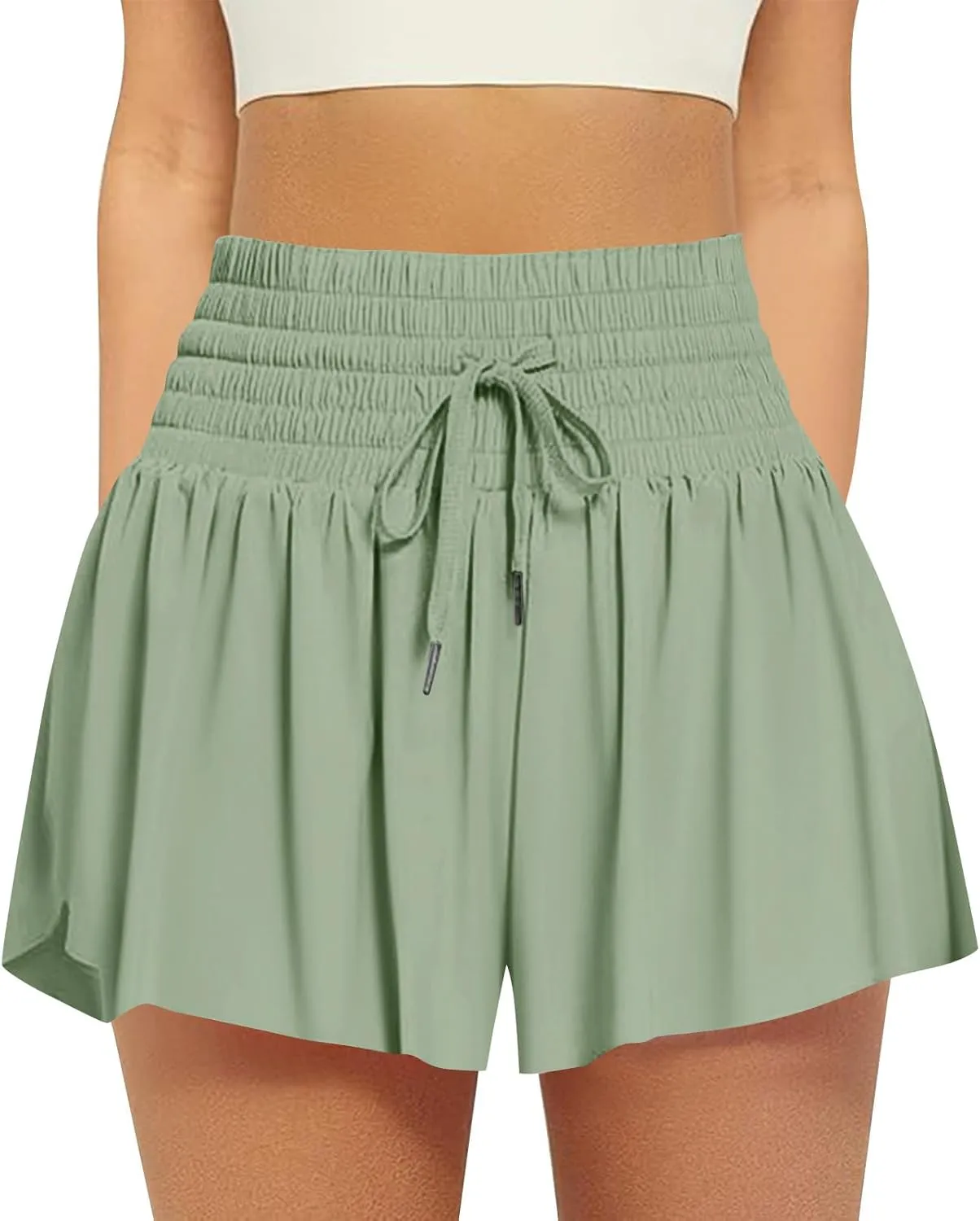 Athletic Shorts for Women 2 in 1 Running Shorts with Pockets High Waisted Flowy Butterfly Short Pants Tennis Skort