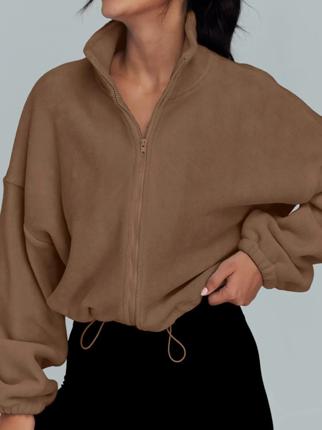 AUTOMET Womens Fleece Jackets Zip Up Oversized Sweatshirts Winter Clothes Long Sleeve Crop Sherpa Fall Outfits Fashion