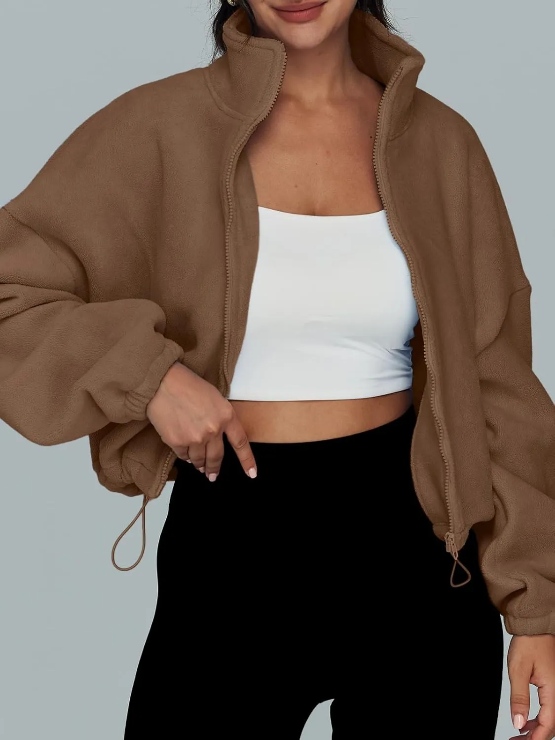 AUTOMET Womens Fleece Jackets Zip Up Oversized Sweatshirts Winter Clothes Long Sleeve Crop Sherpa Fall Outfits Fashion