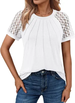 AUTOMET Womens Summer Tops Spring Shirts Trendy Vacation Outfits Short Sleeve Business Tshirts Fashion Casual Blouses