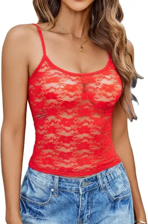 Avidlove Bralettes for Women Lace Spaghetti Strap Camisole Y2k Crop Tops Going Out Tank Tops