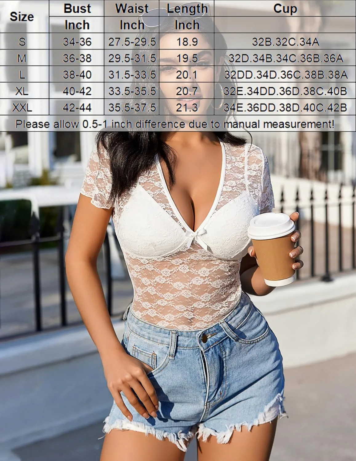 Avidlove Lace Tops Womens Short Sleeve V Neck Sexy See Through Tee Shirts Y2K Mesh Top Party Club Night Blouse S-XXL