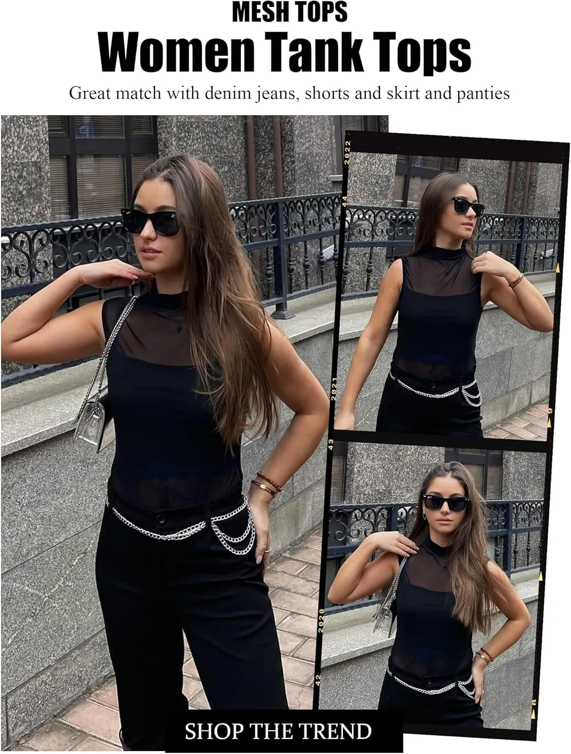 Avidlove Sexy Mesh Top Women's Sleeveless Sheer Tops Mock Neck See Through Tank Blouses Shirts