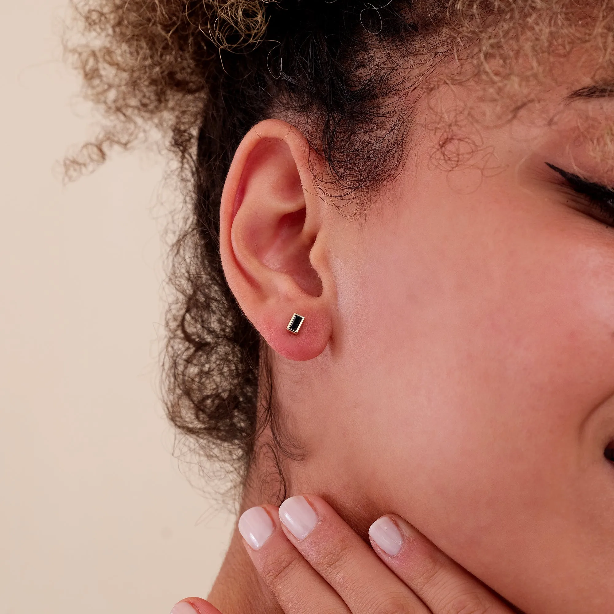 Baguette Black Diamond Studs, Teresa