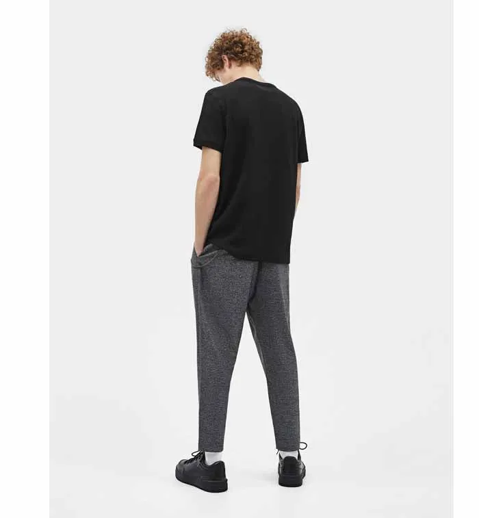 Bershka- Waffle Texture T-Shirt- Black