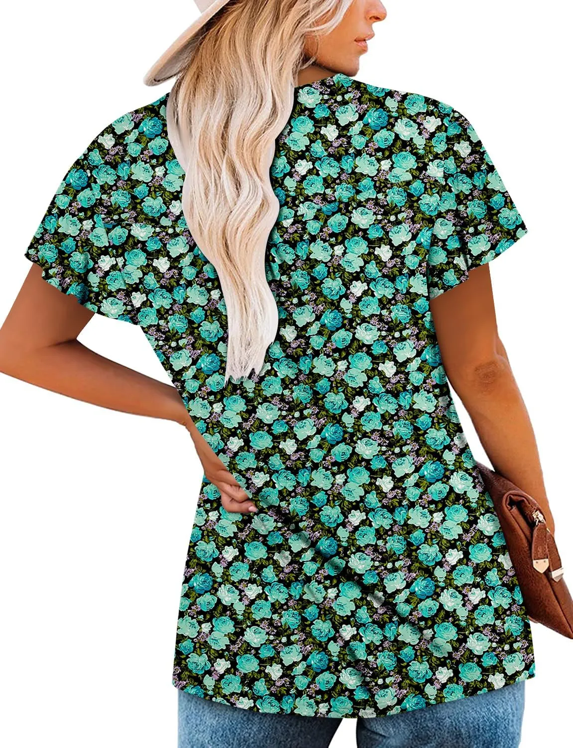 BETTE BOUTIK Women's Short Sleeve Summer Tunic Tops Flowy Flare Button Down Tunic Shirts Blouses S-3XL