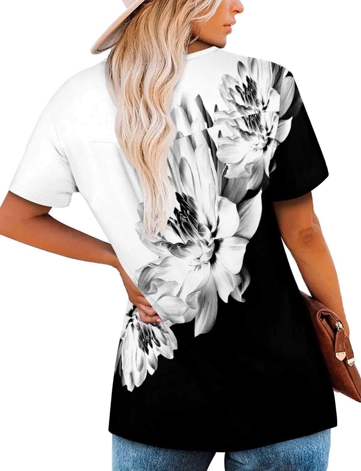 BETTE BOUTIK Women's Summer Tunic Tops Flowy Flare Botton Down Shirts Blouses S-3XL