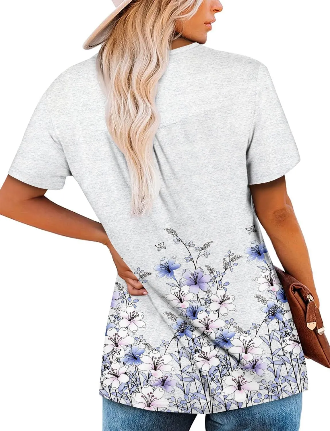 BETTE BOUTIK Women's Summer Tunic Tops Flowy Flare Botton Down Shirts Blouses S-3XL