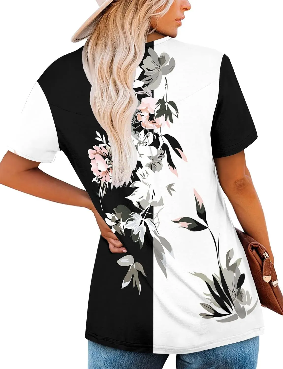 BETTE BOUTIK Women's Summer Tunic Tops Flowy Flare Botton Down Shirts Blouses S-3XL