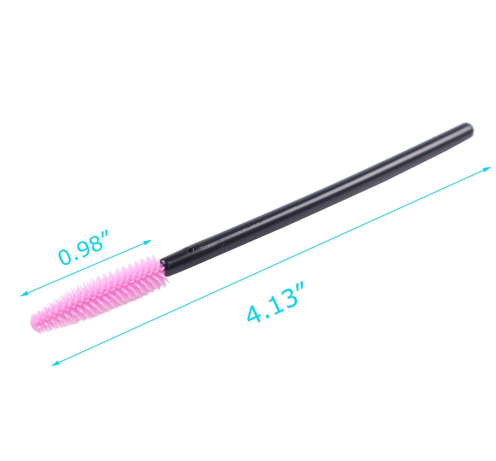 BIHRTC Pack of 100 One-Off Disposable Silicone Eyelash Mascara Brushes Wands Applicator Eyebrow Brush Makeup Tool Kit Set Deep pink