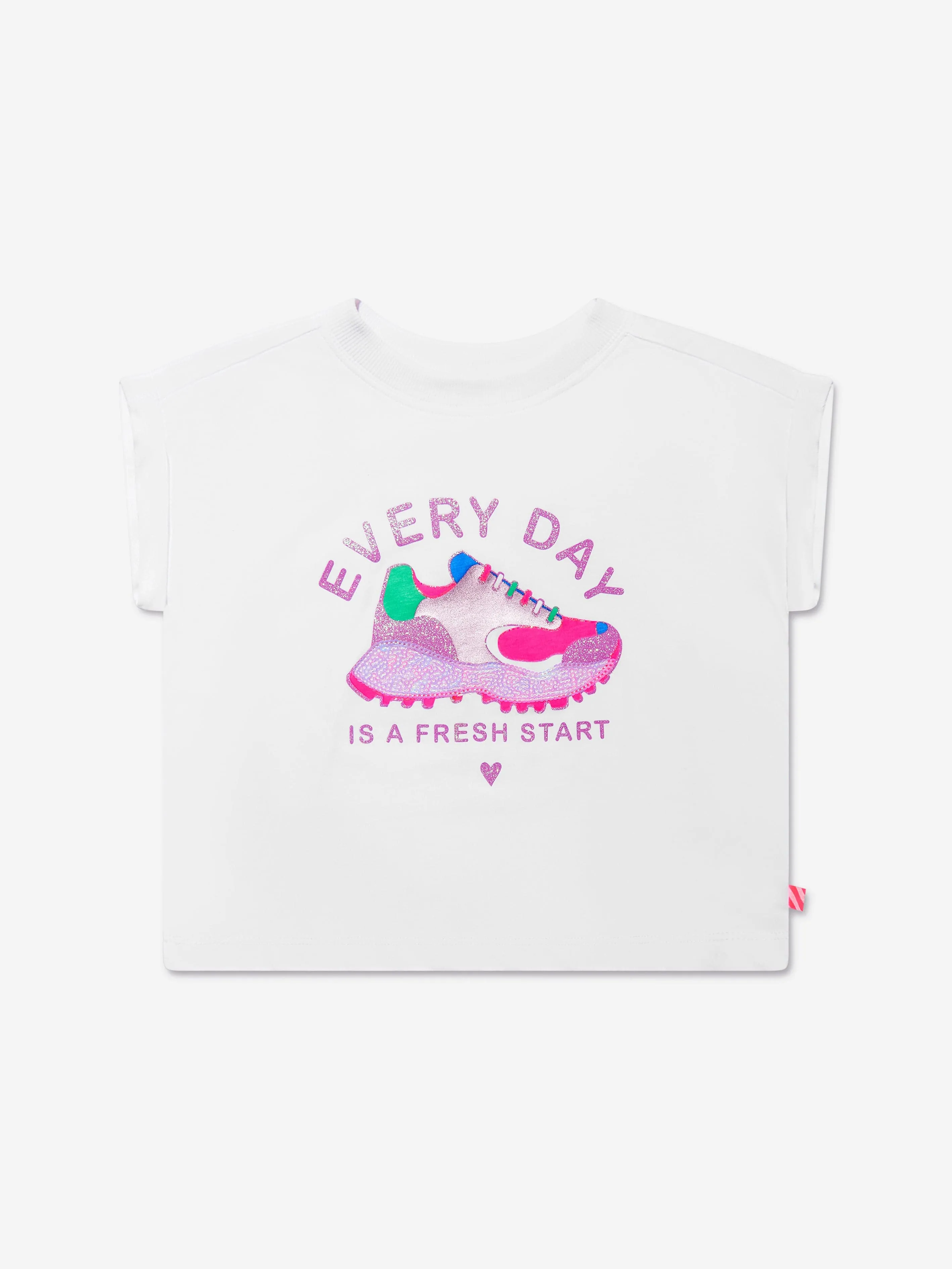 Billieblush Girls Sequin Trainer T-Shirt in White