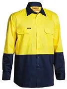 BISLEY BS6895 L/SL HI VIS COOL HI VIS LIGHT WEIGHT COTTON DRILL SHIRT