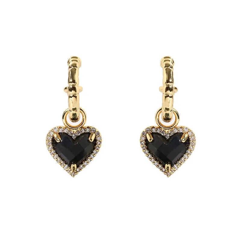 Black Bella Heart pendant CZ Earrings