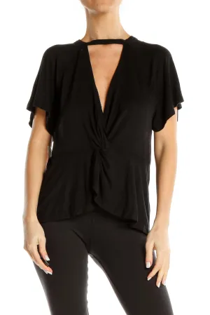 Black Twist-Front Cutout Top