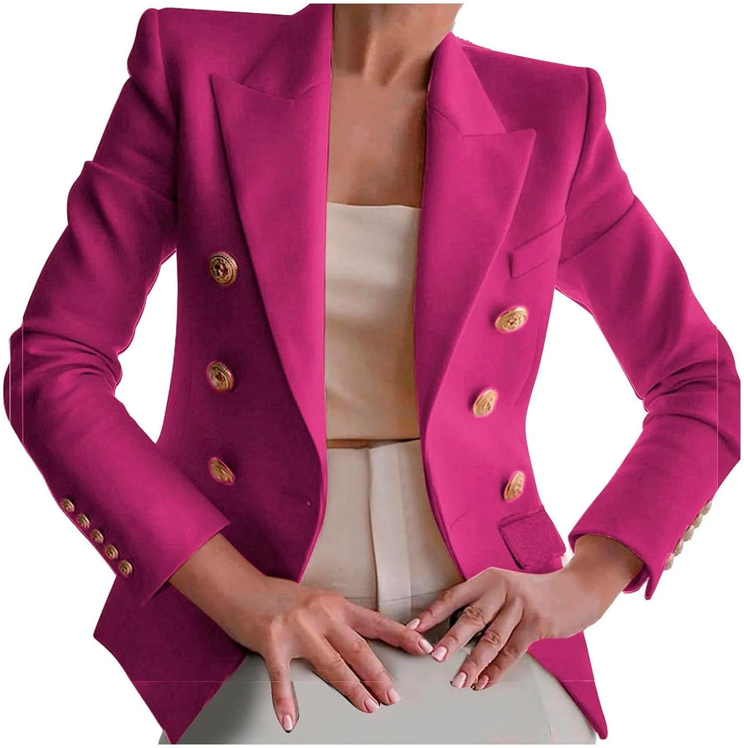Blazers for Women Business Casual Long Sleeve Fitted Blazer Double Breasted Blazer Work Office Jacket Elegant Blazers