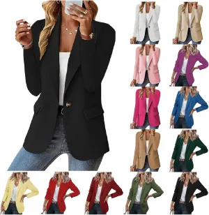 Blazers for Women Business Casual Open Front Long Sleeve Notch Lapel Office Blazer Jacket Work Office Suit Jackets Top