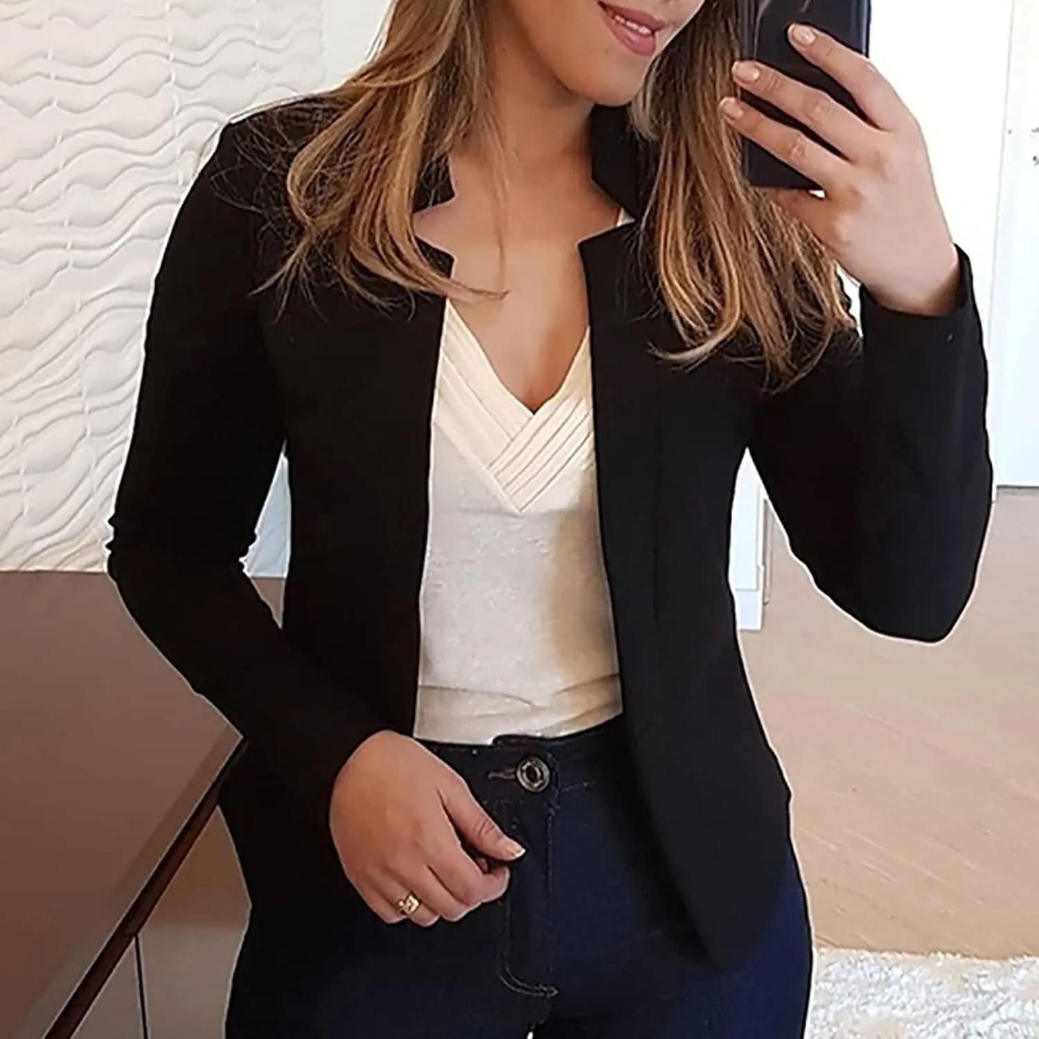 Blazers for Women Short Fall Jackets Tops Long Sleeve Shirts Casual Lightweight Cardigan Coat Cropped Blazer, Small