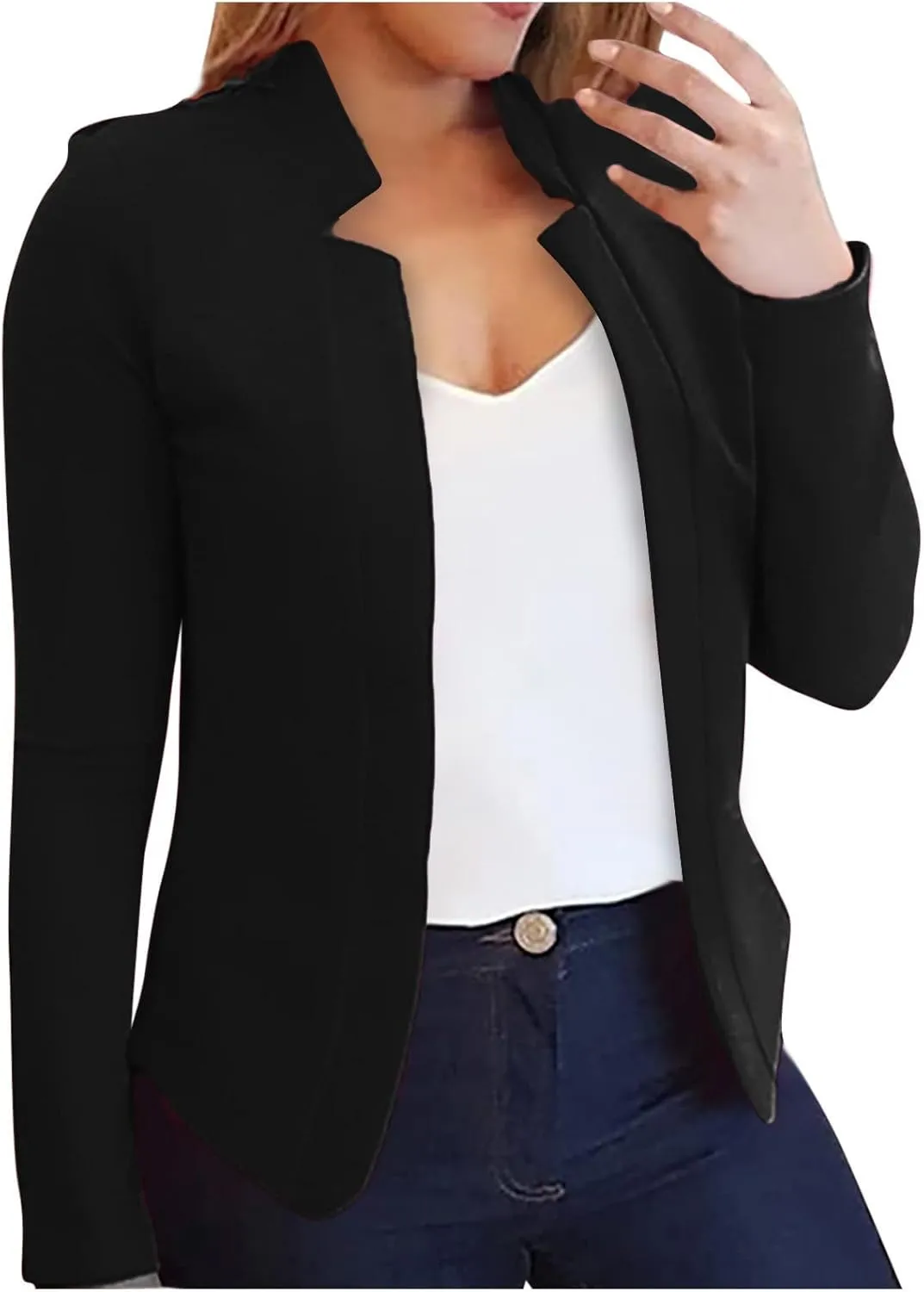 Blazers for Women Short Fall Jackets Tops Long Sleeve Shirts Casual Lightweight Cardigan Coat Cropped Blazer, Small