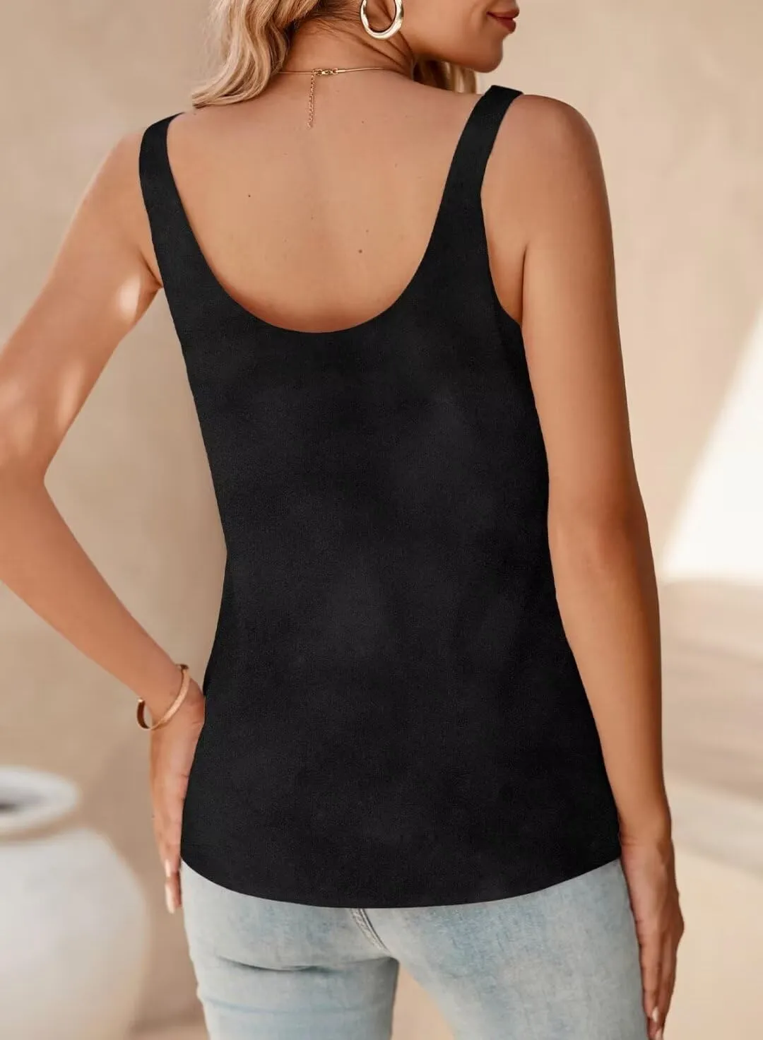 BLENCOT Women Satin Tank Top Casual Camisole Summer Shirt Basic Fashion Dressy Sleeveless Blouses S-2XL