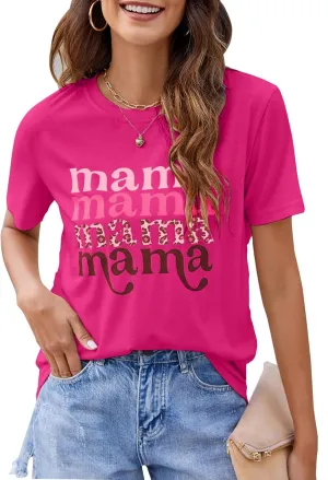 Blooming Jelly Womens Mama Shirt Fashion Graphic Tee Shirts Loose Fit Summer Tops Short Sleeve Blouses