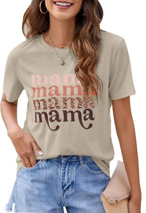 Blooming Jelly Womens Mama Shirt Fashion Graphic Tee Shirts Loose Fit Summer Tops Short Sleeve Blouses