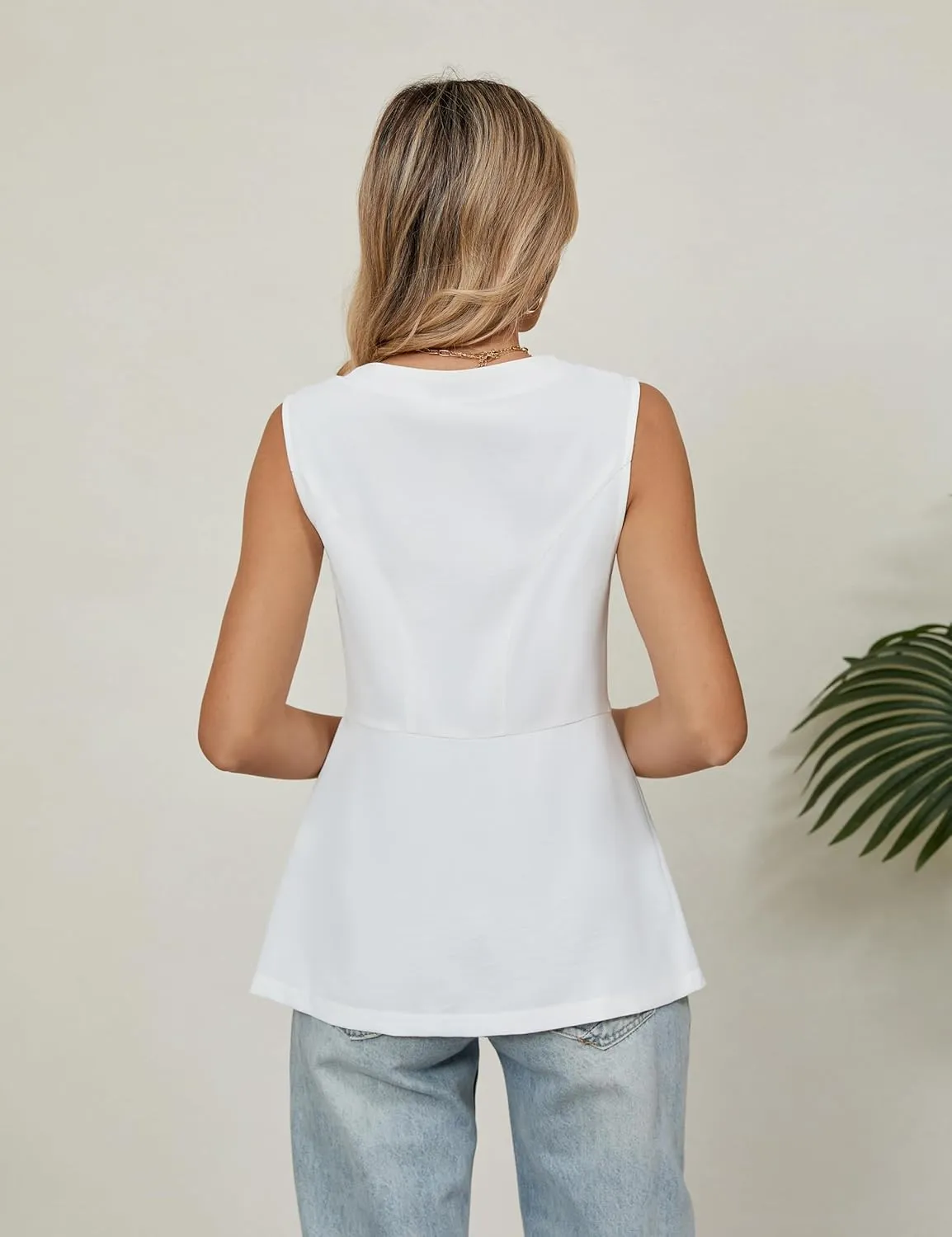 Blooming Jelly Womens Summer Tank Tops Button Down Sleeveless Vest Dressy Casual Blouses Business V Neck Outfits