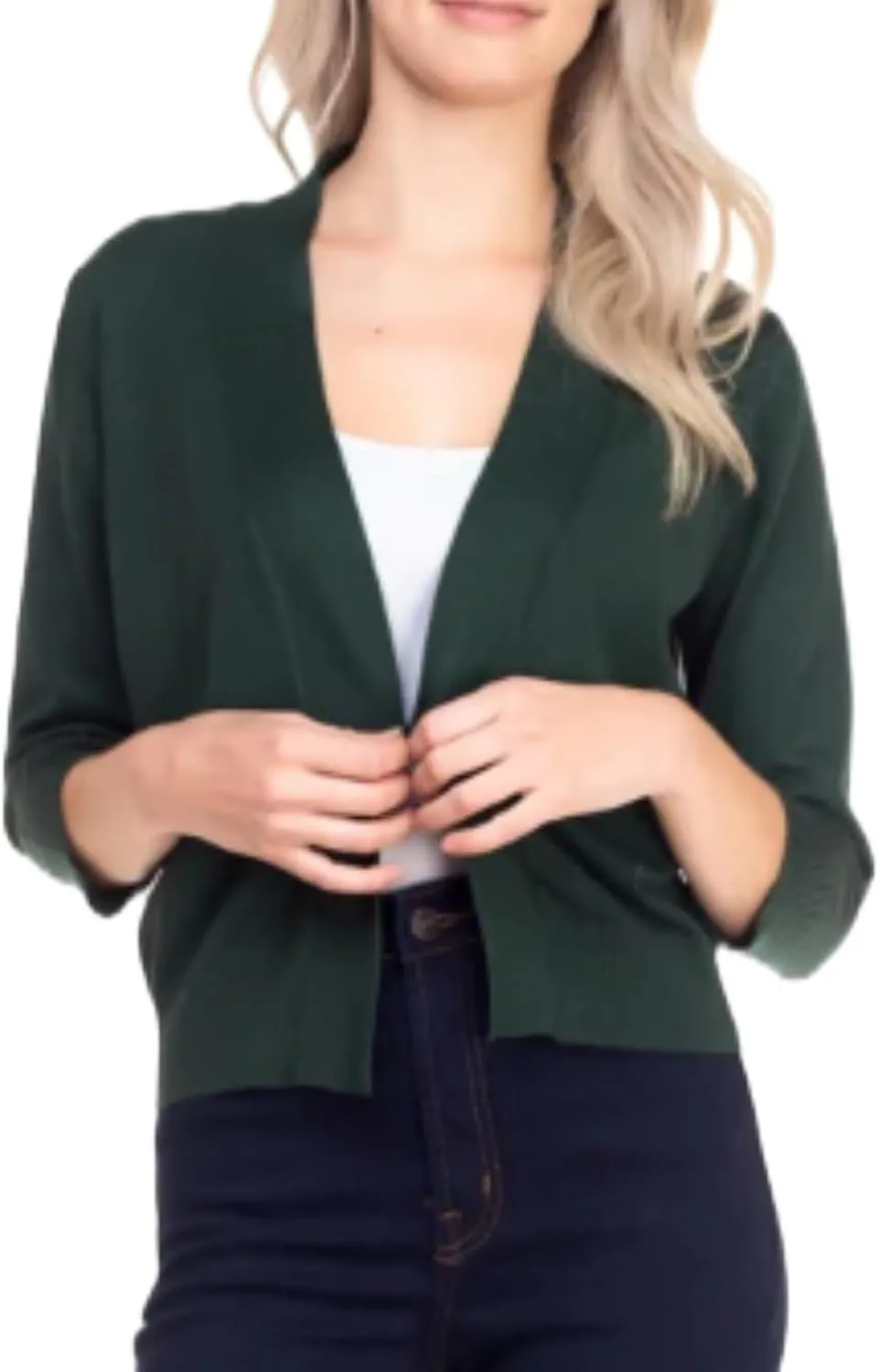 Bolero Cropped Cardigans Shrugs for Women - 3/4 Sleeve Open Front Cover up for Dresses