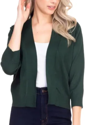 Bolero Cropped Cardigans Shrugs for Women - 3/4 Sleeve Open Front Cover up for Dresses