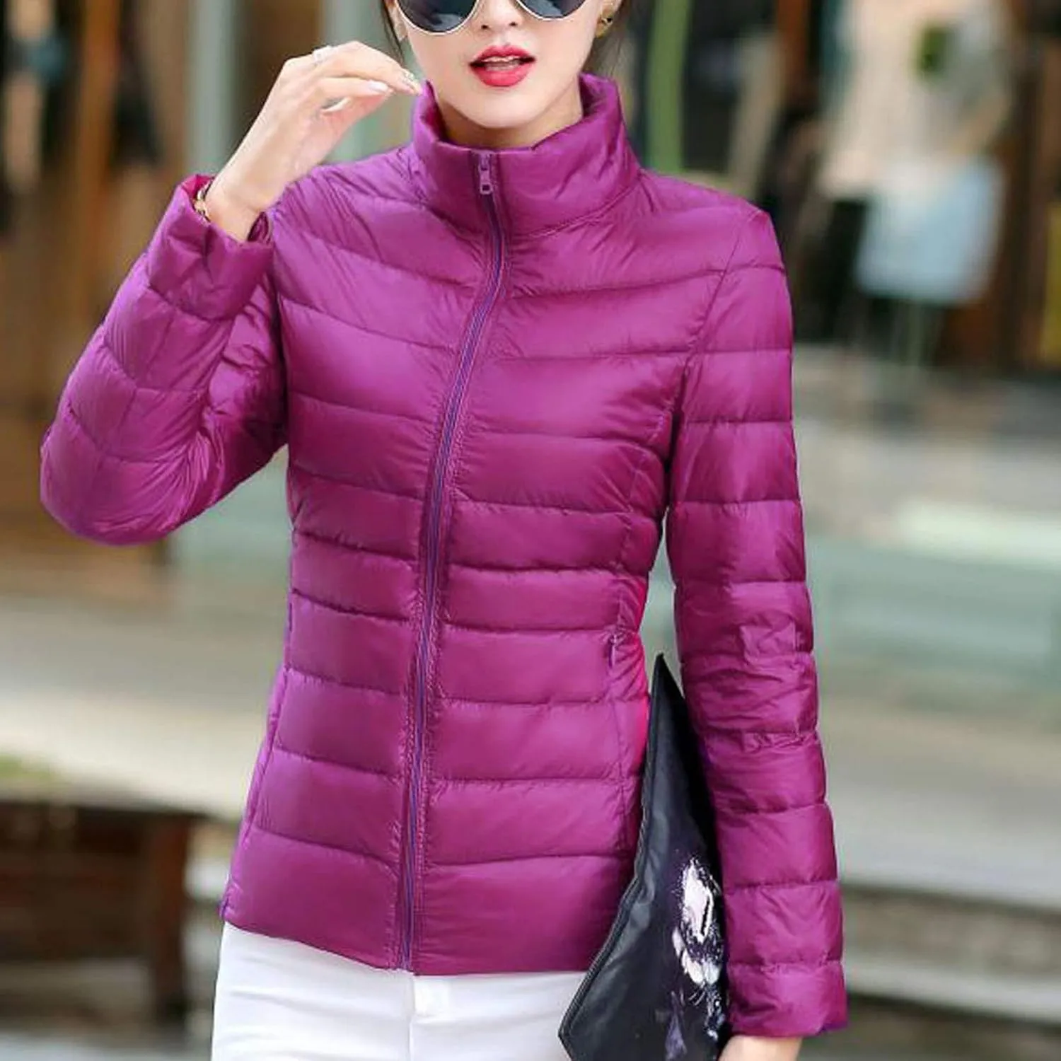 BOXIACEY Puffer Jackets for Women Lightweight Down Jacket Packable Winter Warm Coats Puffy Jacket with Stand Collar
