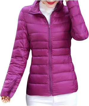 BOXIACEY Puffer Jackets for Women Lightweight Down Jacket Packable Winter Warm Coats Puffy Jacket with Stand Collar