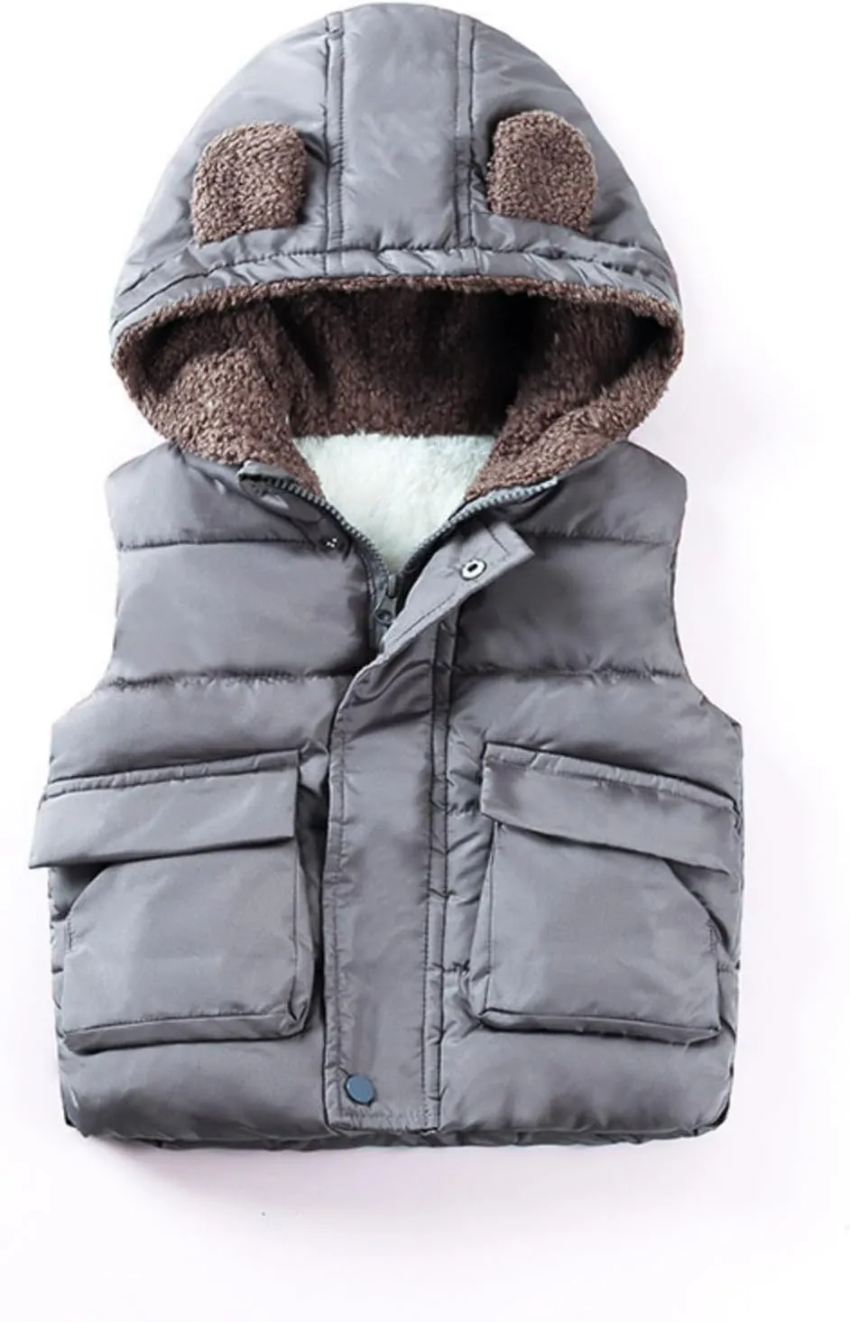 Boys And Girls Fall And Winter Bear Padded Hooded Vest Zipper Cotton Jacket Coats for Girls 6t