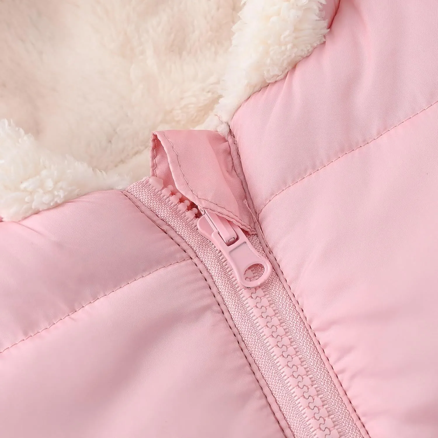 Boys And Girls Middle Children Solid Color Ears Cute Pocket Short Cotton Padded Children's Coat Falls Snowsuit