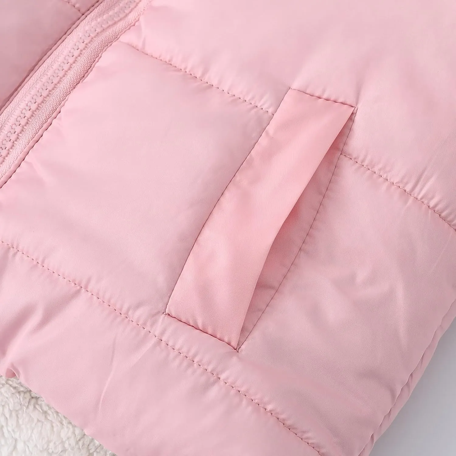 Boys And Girls Middle Children Solid Color Ears Cute Pocket Short Cotton Padded Children's Coat Falls Snowsuit
