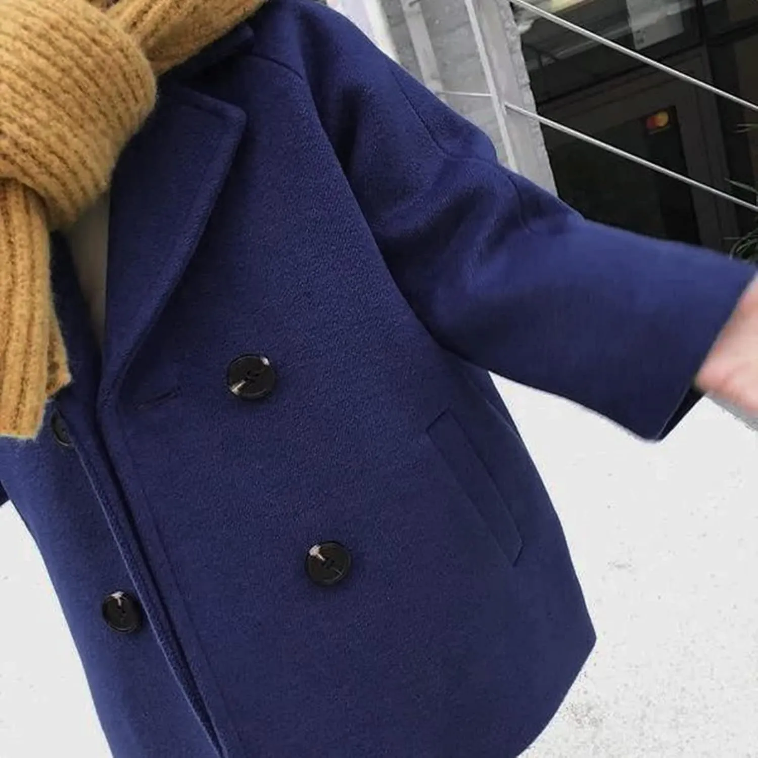 Boys Notch Lapel Double Breasted Long Trench Coat Casual Classic Peacoat Toddler Winter Collar Elegant Large Jacket