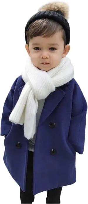 Boys Notch Lapel Double Breasted Long Trench Coat Casual Classic Peacoat Toddler Winter Collar Elegant Large Jacket