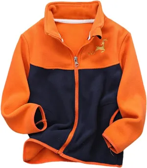Boys Winter Jackets Coats Kids Boys Thick Cotton Padded Sports Jacket Sweatshirt Fleece Winter Coat (Orange, 6-7 Years)