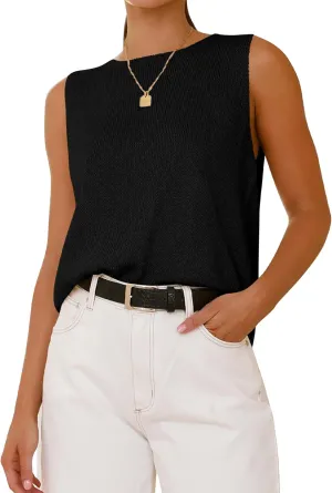 BTFBM Women's Sleeveless Sweater Vest 2025 Summer Crew Neck Ribbed Knit Lightweight Pullover Casual Loose Fit Tank Tops
