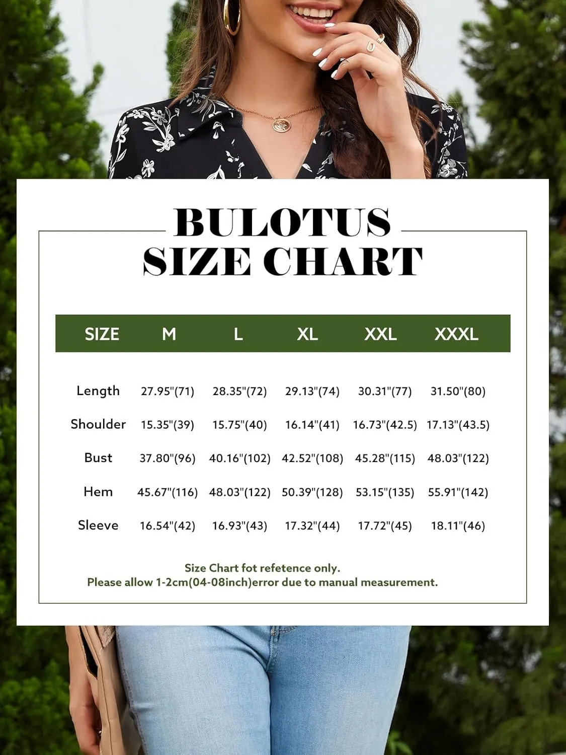 Bulotus Women's 3/4 Sleeve Tunic Shirts Business Casual Blouses V Neck Work Tops