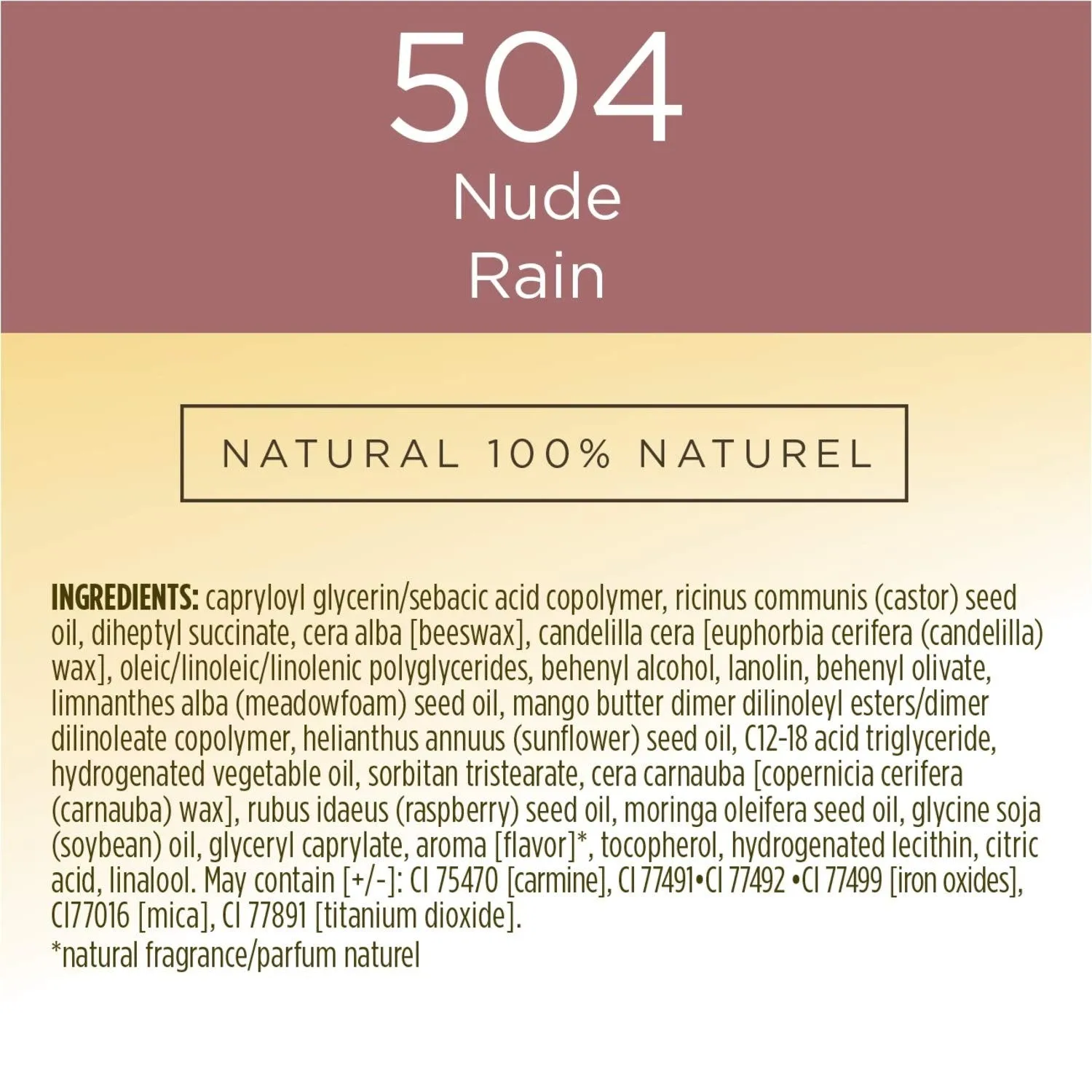 Burts Bees 100% Natural Glossy Lipstick, Nude Rain - 1 Tube