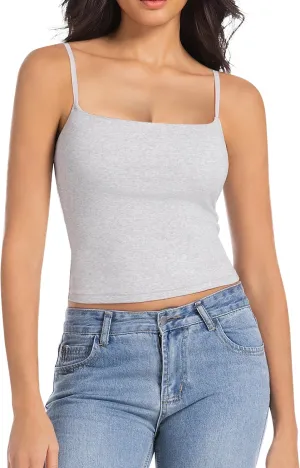 Camisole Tops for Women Sleeveless Adjustable Spaghetti Strap Tank Tops Y2K Basic Shirts