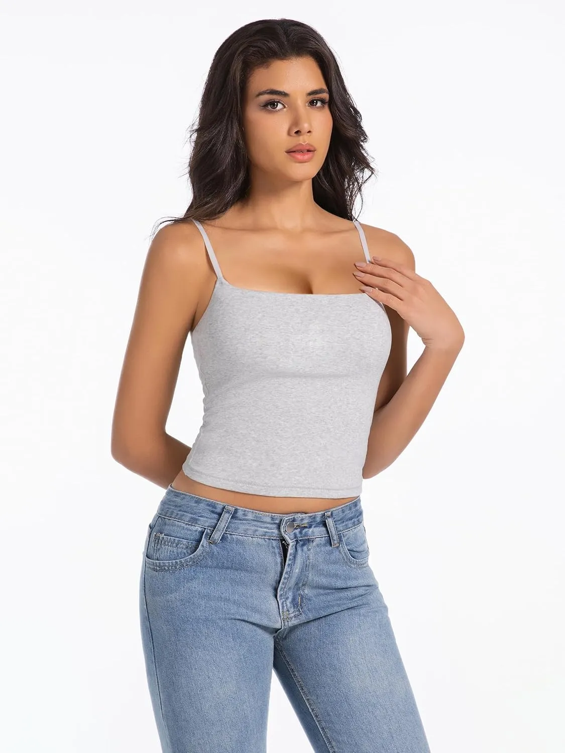 Camisole Tops for Women Sleeveless Adjustable Spaghetti Strap Tank Tops Y2K Basic Shirts