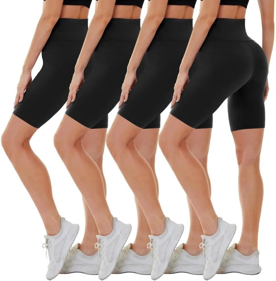 CAMPSNAIL 4 Pack Biker Shorts for Women High Waist - 5"/8" Tummy Control Soft Athletic Yoga Workout Running Gym Shorts
