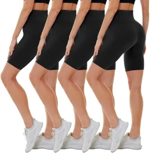 CAMPSNAIL 4 Pack Biker Shorts for Women High Waist - 5"/8" Tummy Control Soft Athletic Yoga Workout Running Gym Shorts