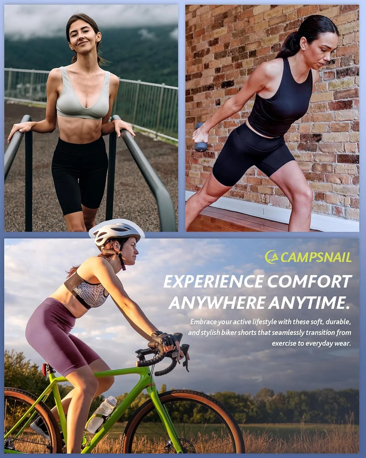 CAMPSNAIL 4 Pack Biker Shorts for Women High Waist - 5"/8" Tummy Control Soft Athletic Yoga Workout Running Gym Shorts
