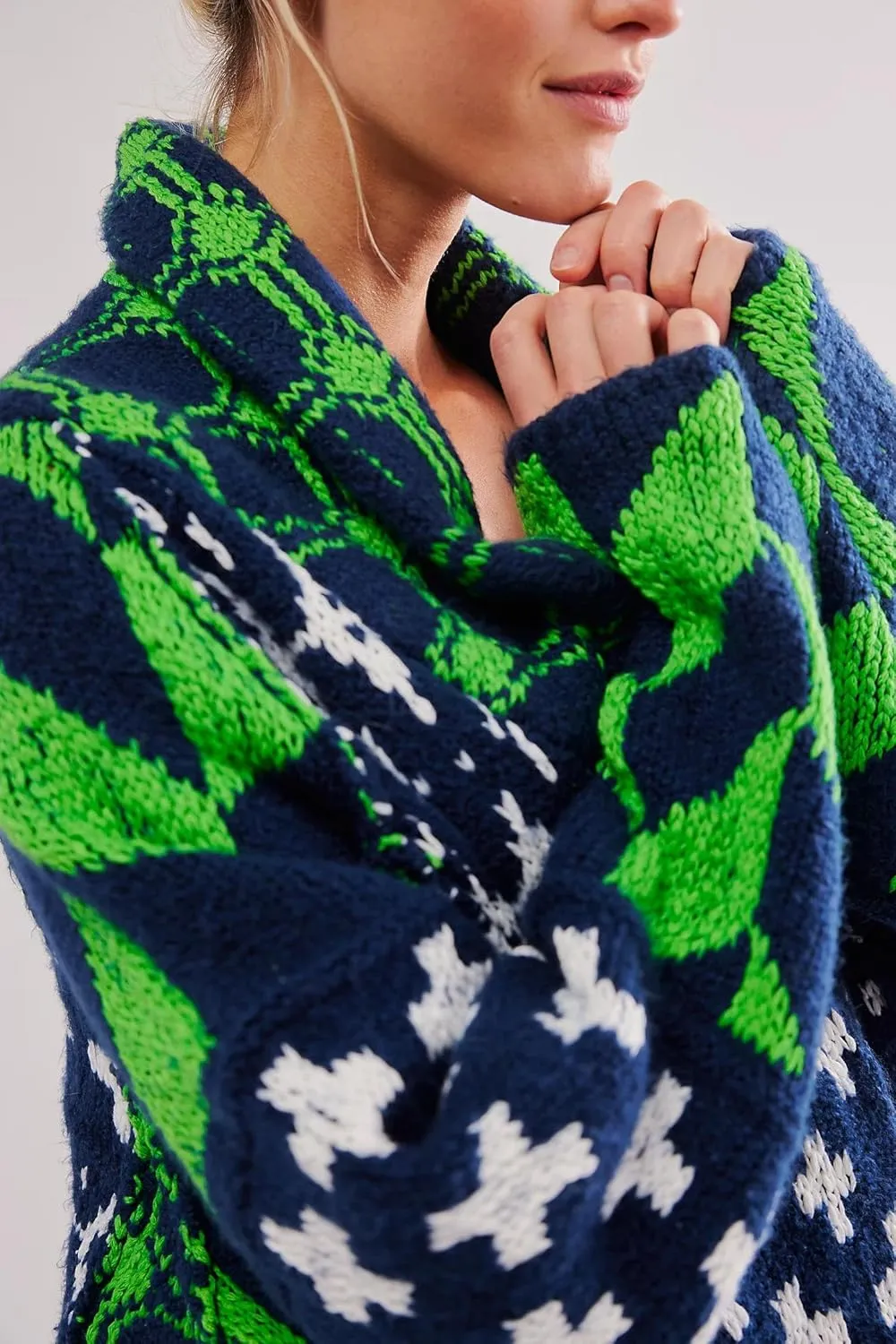 Cardigan Sweaters for Women Button Down Shawl Collar Oversized Sweater Coats Y2k Print Cardigans Fall Fashion