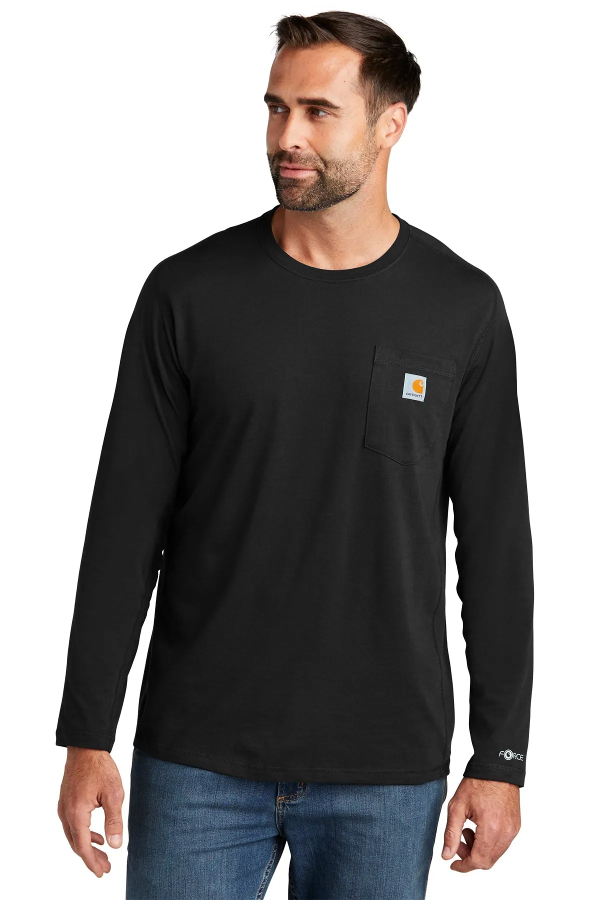 Carhartt Long Sleeve Custom Pockets T-Shirts, Black